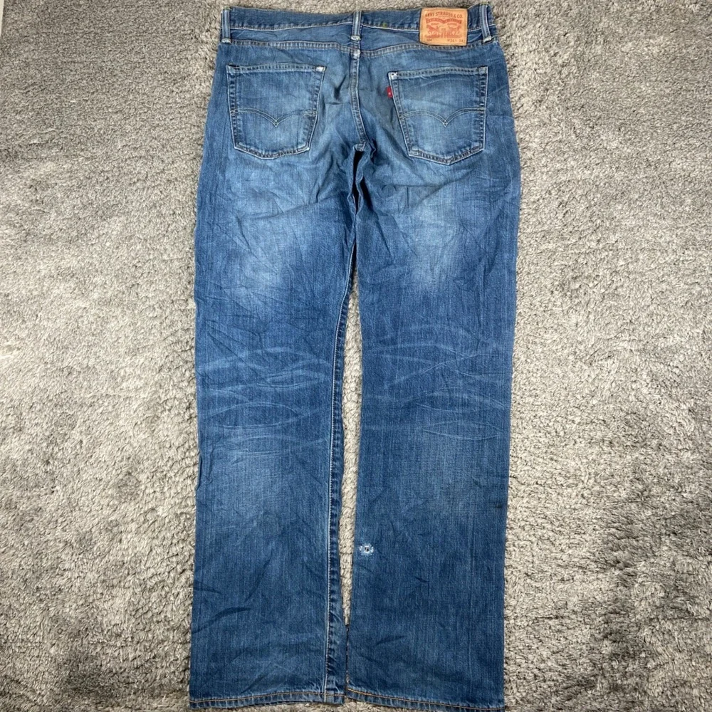 Levi's 504 Jeans Mens 36x34 Blue Denim Straight Regular Fit Cotton Fade Distress